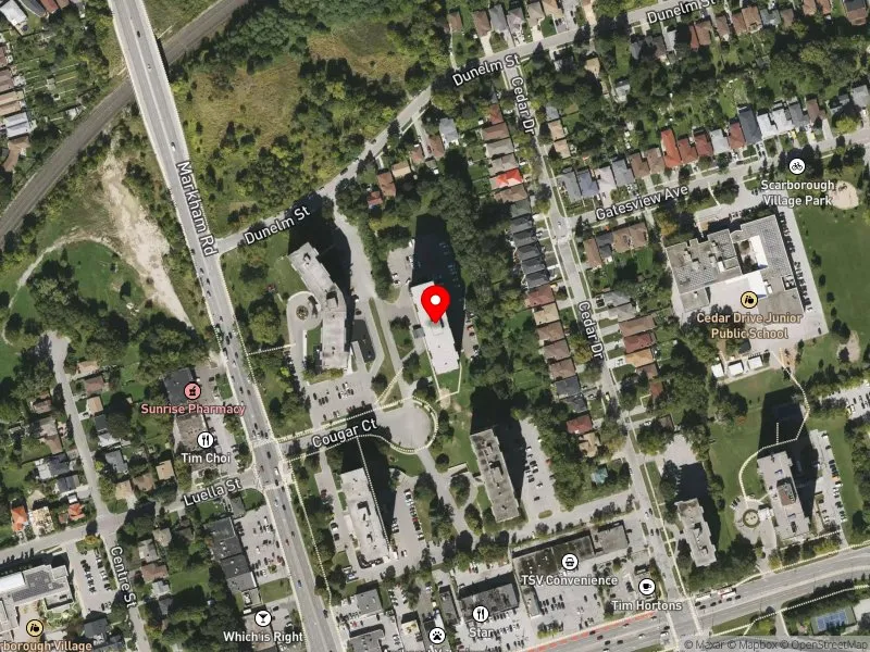 RentSafeTO apartment evaluation satellite view of 25 COUGAR CRT in Scarborough-Guildwood, Toronto