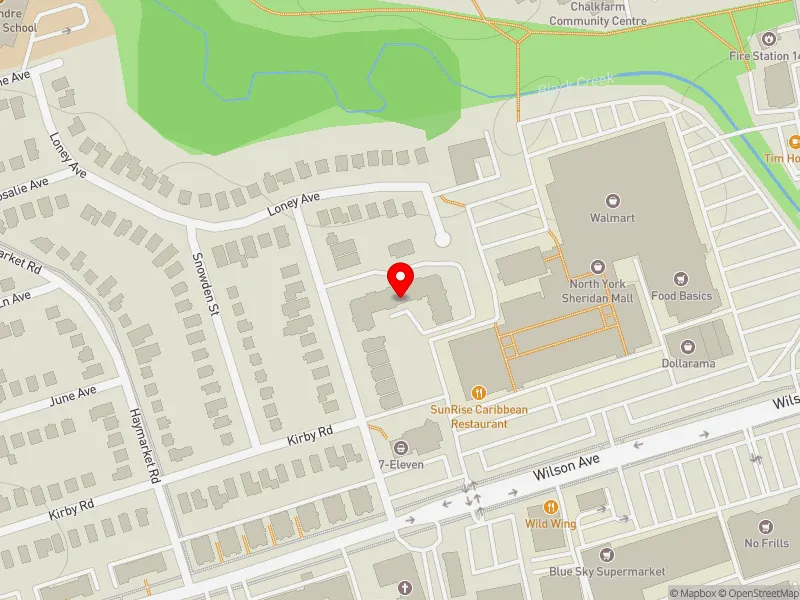 RentSafeTO apartment evaluation map view of 25 DALLNER RD in Humber River-Black Creek, Toronto
