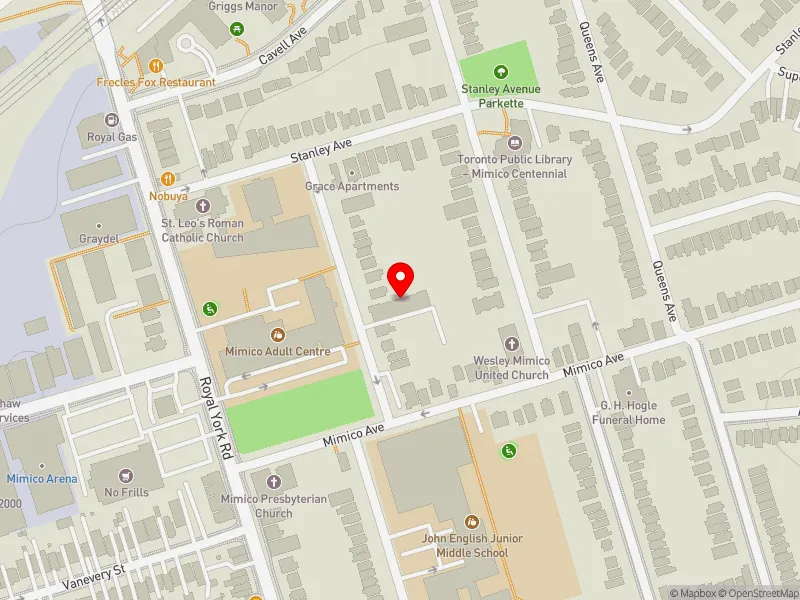 RentSafeTO apartment evaluation map view of 25 ELIZABETH ST in Etobicoke-Lakeshore, Toronto