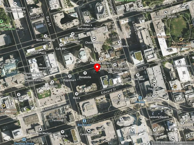 RentSafeTO apartment evaluation satellite view of 25 ELM ST in University-Rosedale, Toronto