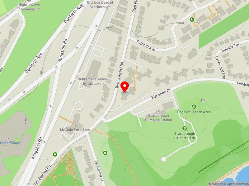 RentSafeTO apartment evaluation map view of 25 GLEN EVEREST RD in Scarborough Southwest, Toronto