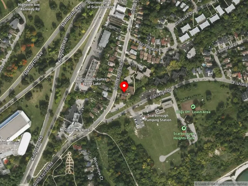 RentSafeTO apartment evaluation satellite view of 25 GLEN EVEREST RD in Scarborough Southwest, Toronto