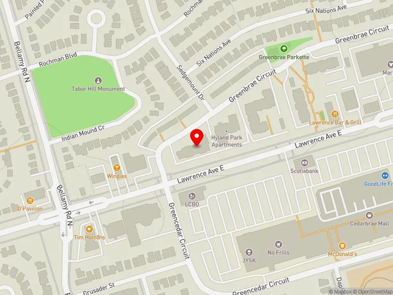 RentSafeTO apartment evaluation map view of 25 GREENBRAE CRCT in Scarborough-Guildwood, Toronto