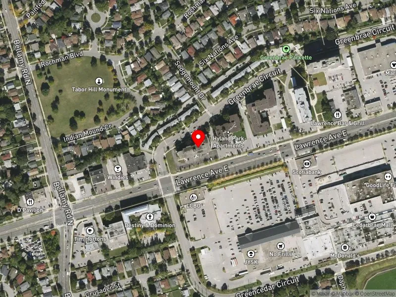 RentSafeTO apartment evaluation satellite view of 25 GREENBRAE CRCT in Scarborough-Guildwood, Toronto