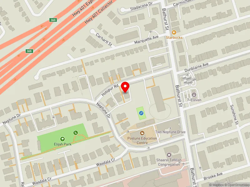 RentSafeTO apartment evaluation map view of 25 HOTSPUR RD in Eglinton-Lawrence, Toronto