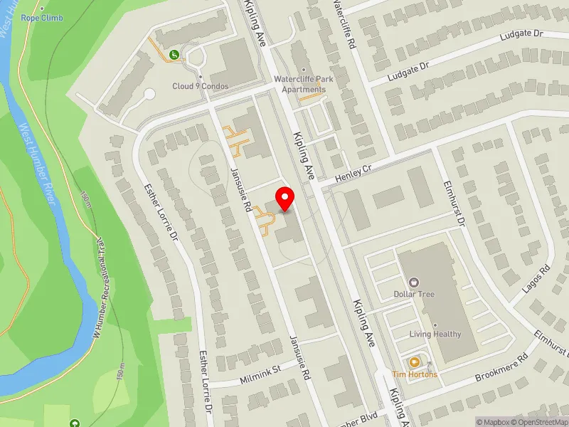 RentSafeTO apartment evaluation map view of 25 JANSUSIE RD in Etobicoke North, Toronto