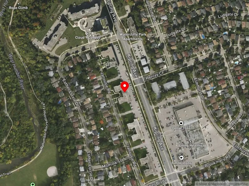 RentSafeTO apartment evaluation satellite view of 25 JANSUSIE RD in Etobicoke North, Toronto