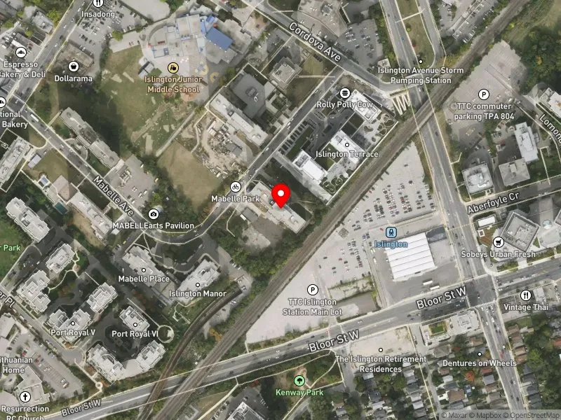 RentSafeTO apartment evaluation satellite view of 25 MABELLE AVE in Etobicoke-Lakeshore, Toronto