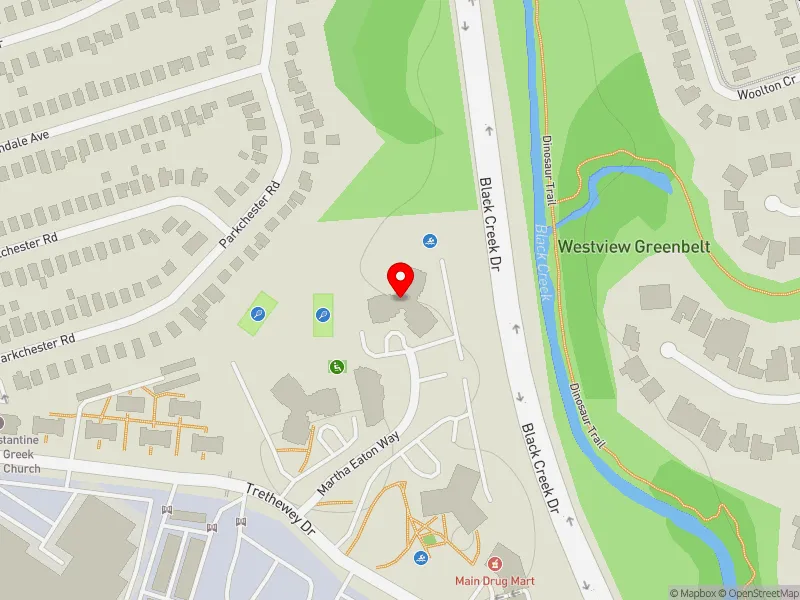 RentSafeTO apartment evaluation map view of 25 MARTHA EATON WAY in York South-Weston, Toronto