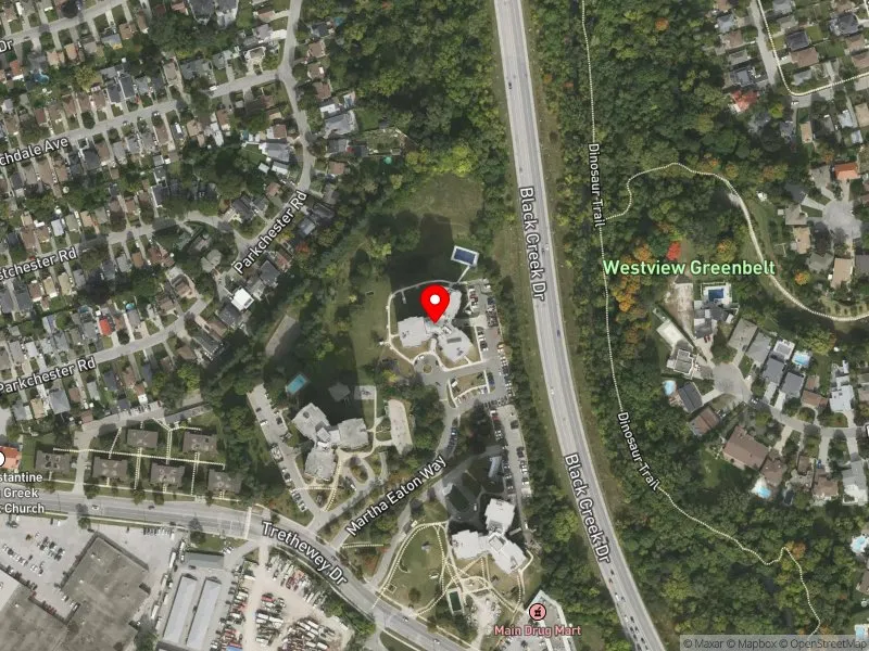 RentSafeTO apartment evaluation satellite view of 25 MARTHA EATON WAY in York South-Weston, Toronto