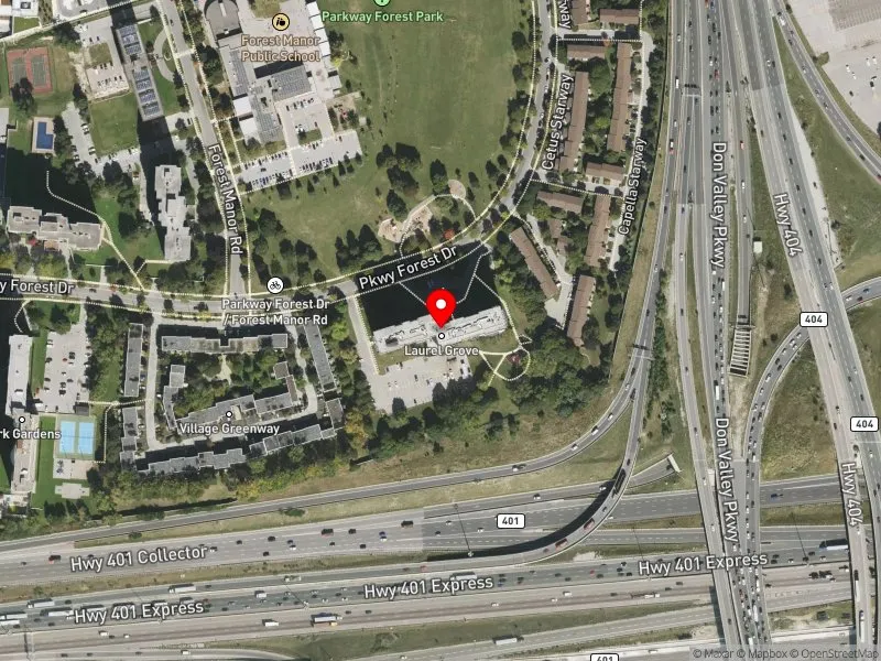 RentSafeTO apartment evaluation satellite view of 25 PARKWAY FOREST DR in Don Valley North, Toronto