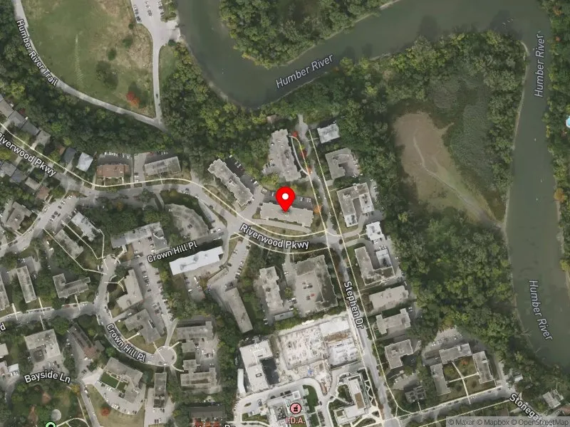 RentSafeTO apartment evaluation satellite view of 25 RIVERWOOD PKWY in Etobicoke-Lakeshore, Toronto