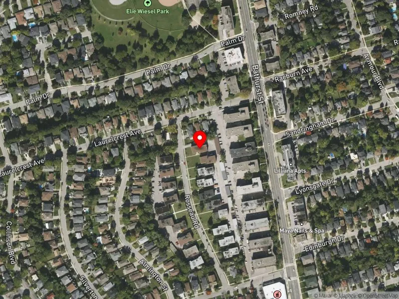 RentSafeTO apartment evaluation satellite view of 25 ROSSEAU RD in York Centre, Toronto