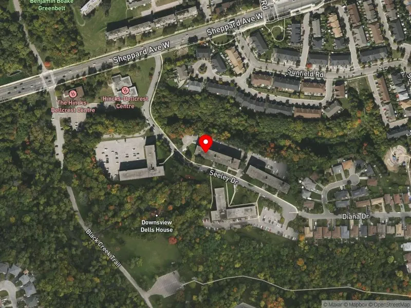 RentSafeTO apartment evaluation satellite view of 25 SEELEY DR in York Centre, Toronto