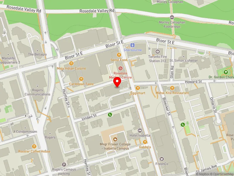 RentSafeTO apartment evaluation map view of 25 SELBY ST in Toronto Centre, Toronto