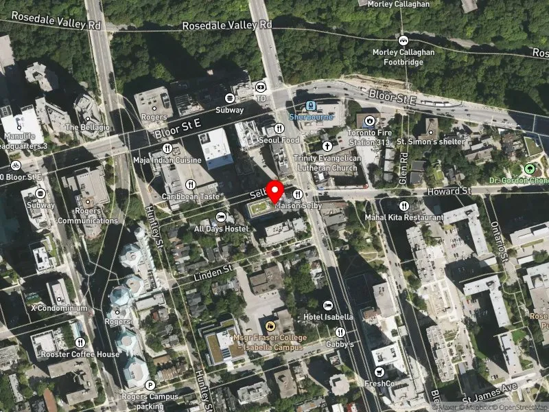 RentSafeTO apartment evaluation satellite view of 25 SELBY ST in Toronto Centre, Toronto