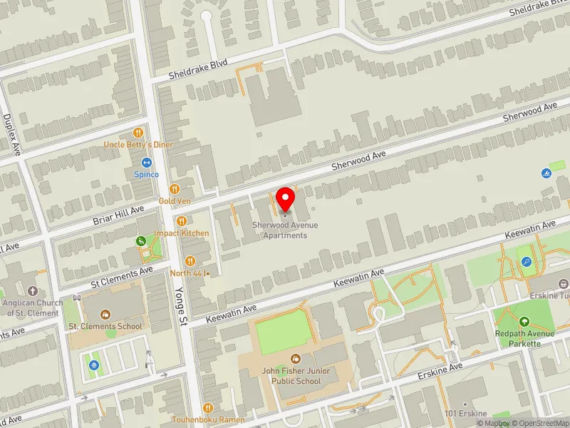 RentSafeTO apartment evaluation map view of 25 SHERWOOD AVE in Don Valley West, Toronto