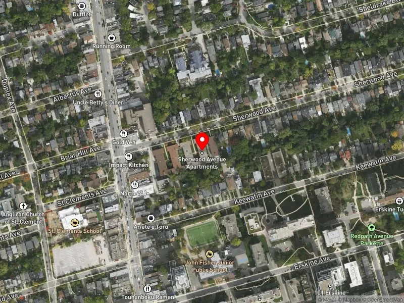 RentSafeTO apartment evaluation satellite view of 25 SHERWOOD AVE in Don Valley West, Toronto