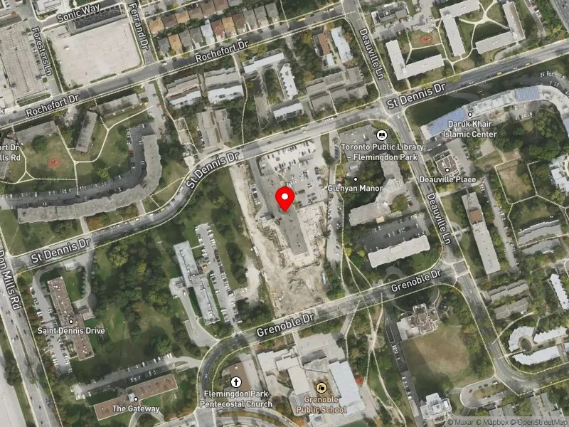 RentSafeTO apartment evaluation satellite view of 25 ST DENNIS DR in Don Valley East, Toronto