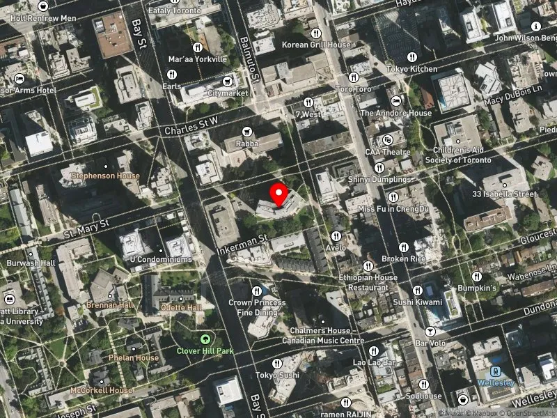 RentSafeTO apartment evaluation satellite view of 25 ST MARY ST in Toronto Centre, Toronto