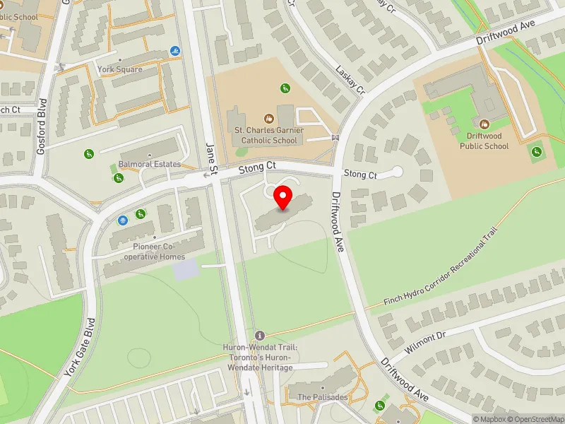 RentSafeTO apartment evaluation map view of 25 STONG CRT in Humber River-Black Creek, Toronto