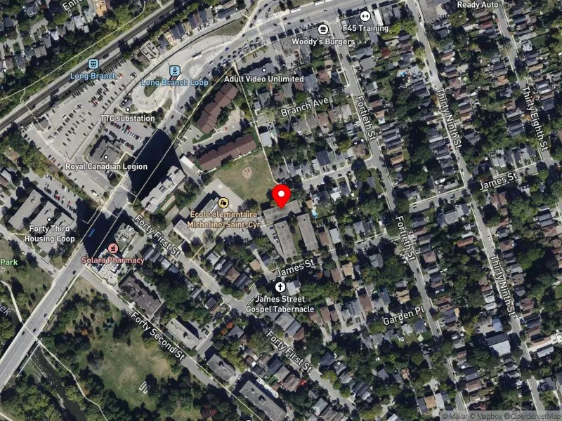 RentSafeTO apartment evaluation satellite view of 25 VILLA RD in Etobicoke-Lakeshore, Toronto