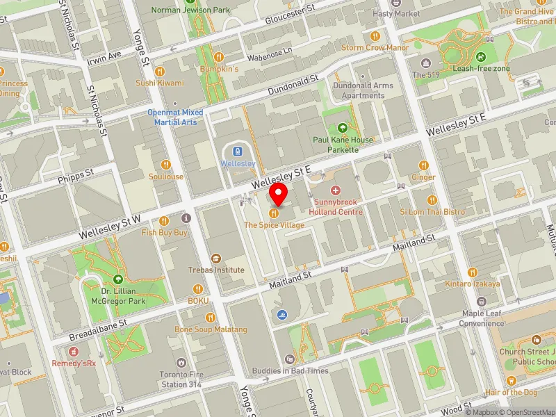 RentSafeTO apartment evaluation map view of 25 WELLESLEY ST E in Toronto Centre, Toronto