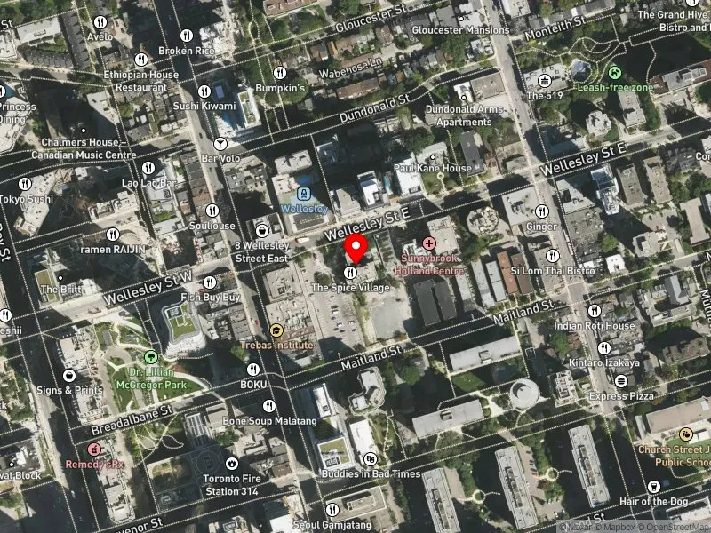 RentSafeTO apartment evaluation satellite view of 25 WELLESLEY ST E in Toronto Centre, Toronto