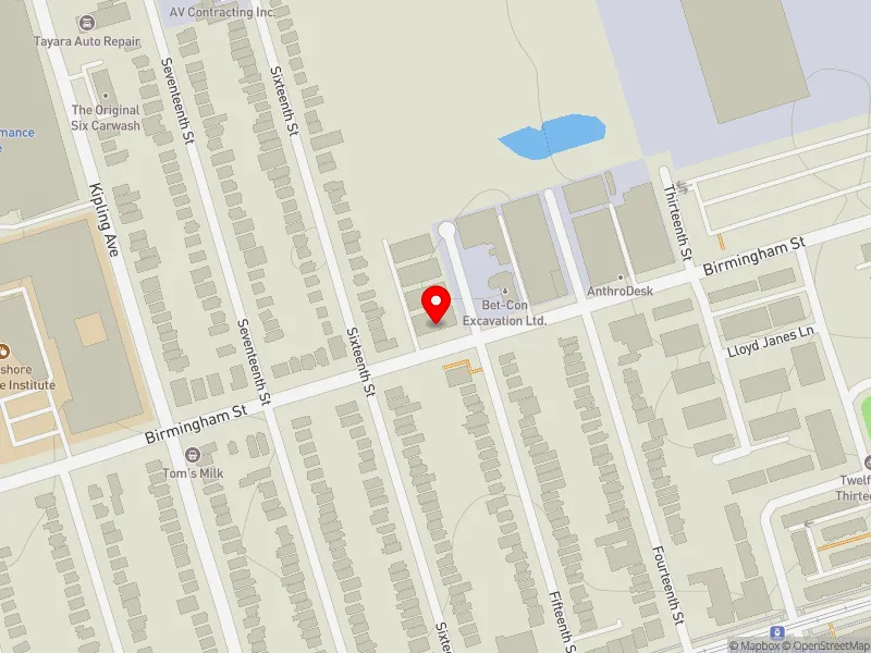 RentSafeTO apartment evaluation map view of 250 BIRMINGHAM ST in Etobicoke-Lakeshore, Toronto
