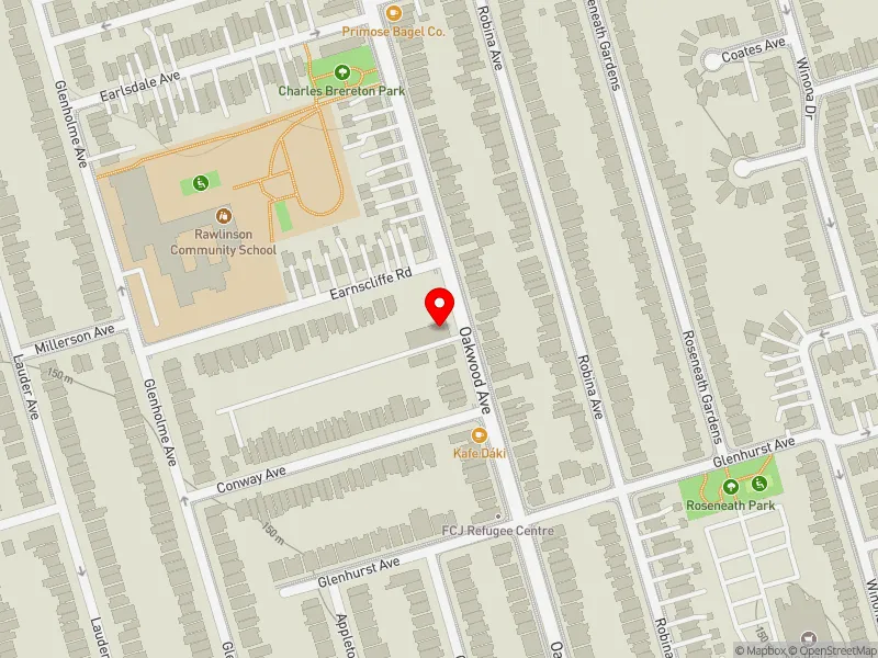 RentSafeTO apartment evaluation map view of 250 OAKWOOD AVE in Davenport, Toronto