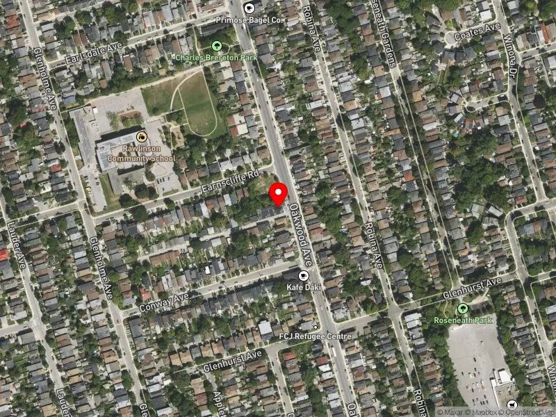 RentSafeTO apartment evaluation satellite view of 250 OAKWOOD AVE in Davenport, Toronto