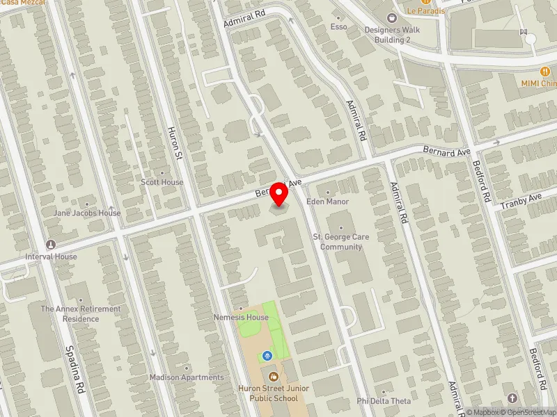 RentSafeTO apartment evaluation map view of 250 ST GEORGE ST in University-Rosedale, Toronto