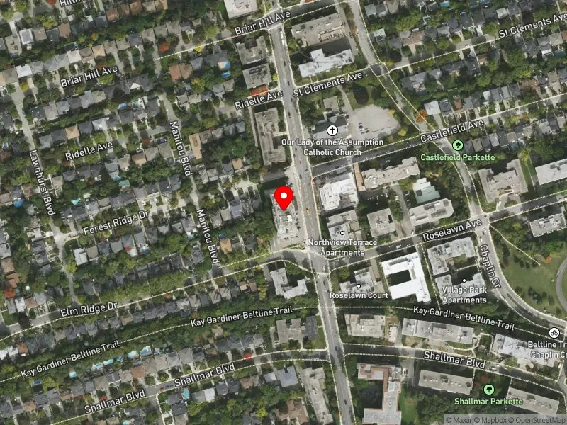 RentSafeTO apartment evaluation satellite view of 2500 BATHURST ST in Eglinton-Lawrence, Toronto
