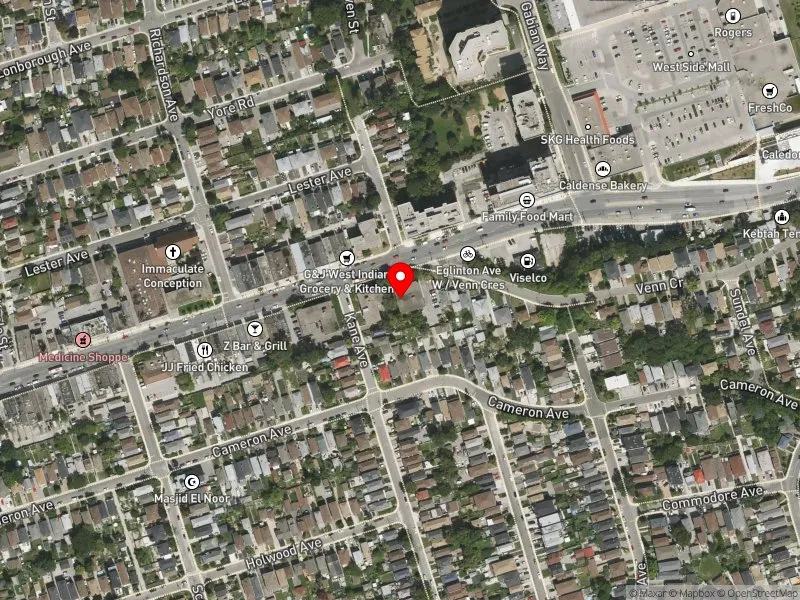 RentSafeTO apartment evaluation satellite view of 2501 EGLINTON AVE W in York South-Weston, Toronto
