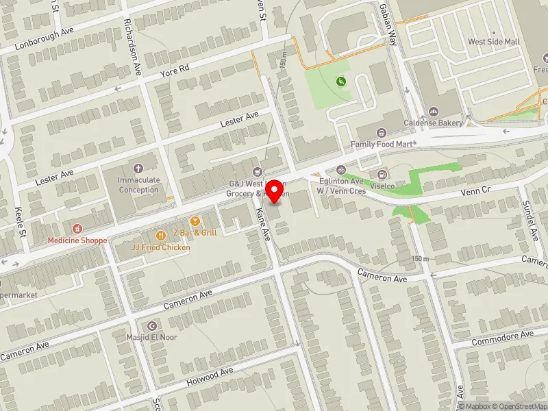RentSafeTO apartment evaluation map view of 2507 EGLINTON AVE W in York South-Weston, Toronto