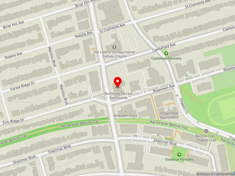 RentSafeTO apartment evaluation map view of 2515 BATHURST ST in Eglinton-Lawrence, Toronto