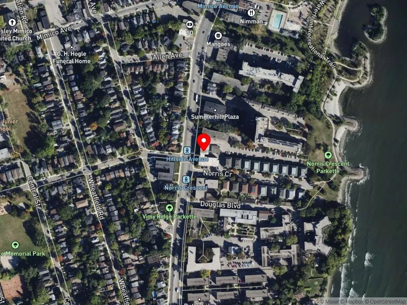 RentSafeTO apartment evaluation satellite view of 2517 LAKE SHORE BLVD W in Etobicoke-Lakeshore, Toronto
