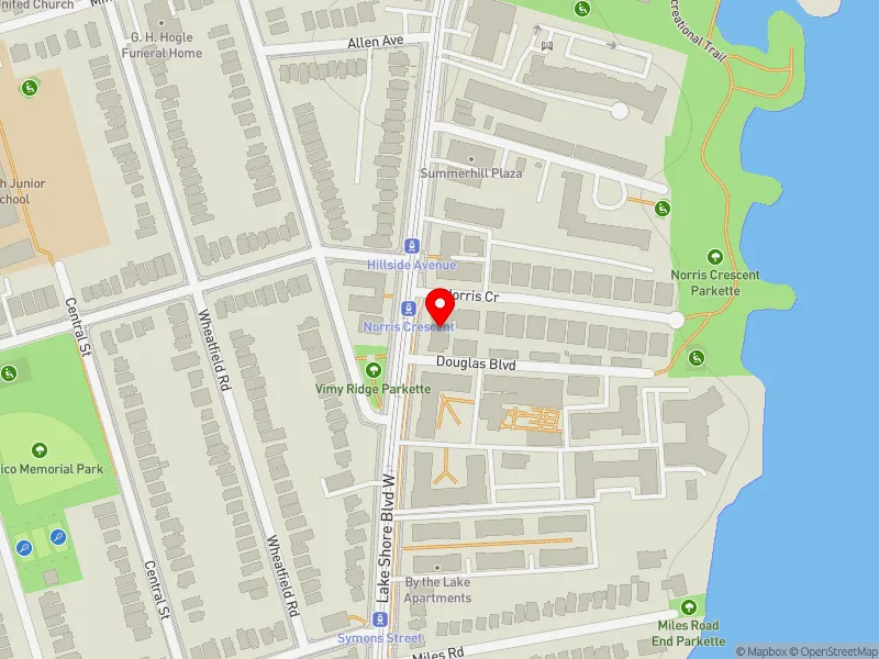 RentSafeTO apartment evaluation map view of 2519 LAKE SHORE BLVD W in Etobicoke-Lakeshore, Toronto