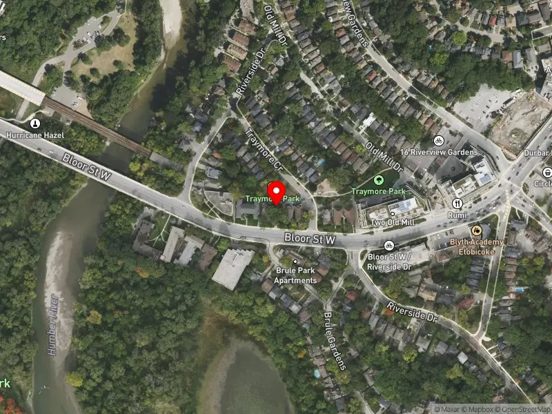 RentSafeTO apartment evaluation satellite view of 2520 BLOOR ST W in Parkdale-High Park, Toronto