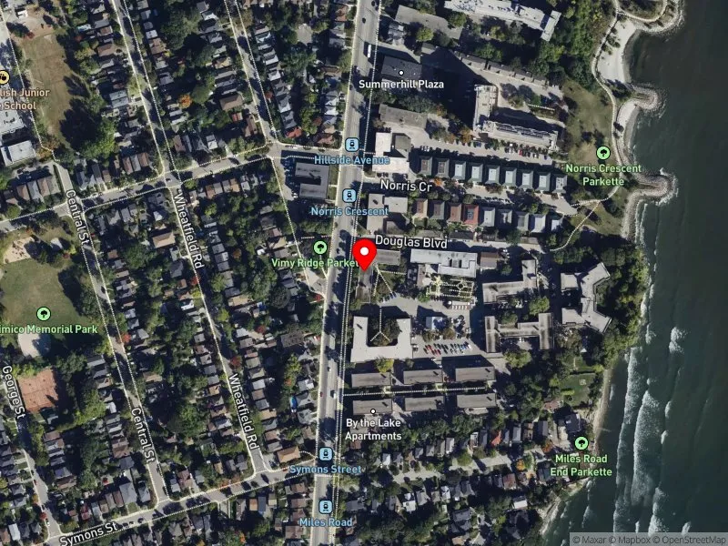 RentSafeTO apartment evaluation satellite view of 2521 LAKE SHORE BLVD W in Etobicoke-Lakeshore, Toronto
