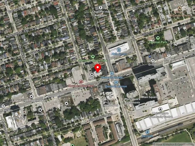 RentSafeTO apartment evaluation satellite view of 2526 DANFORTH AVE in Beaches-East York, Toronto