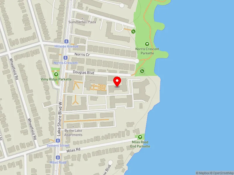 RentSafeTO apartment evaluation map view of 2529 LAKE SHORE BLVD W in Etobicoke-Lakeshore, Toronto