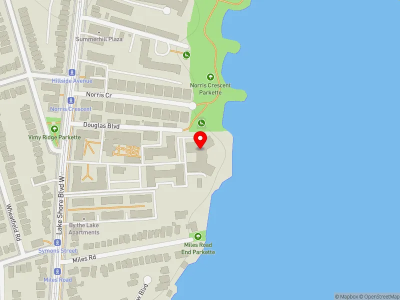 RentSafeTO apartment evaluation map view of 2531 LAKE SHORE BLVD W in Etobicoke-Lakeshore, Toronto