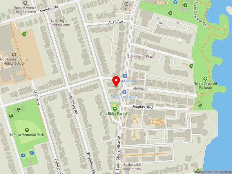 RentSafeTO apartment evaluation map view of 2532 LAKE SHORE BLVD W in Etobicoke-Lakeshore, Toronto