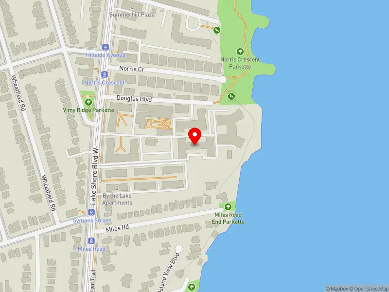 RentSafeTO apartment evaluation map view of 2537 LAKE SHORE BLVD W in Etobicoke-Lakeshore, Toronto