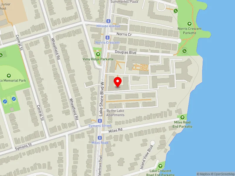 RentSafeTO apartment evaluation map view of 2543 LAKE SHORE BLVD W in Etobicoke-Lakeshore, Toronto