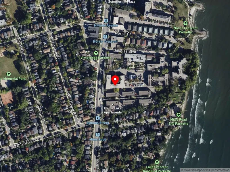 RentSafeTO apartment evaluation satellite view of 2543 LAKE SHORE BLVD W in Etobicoke-Lakeshore, Toronto