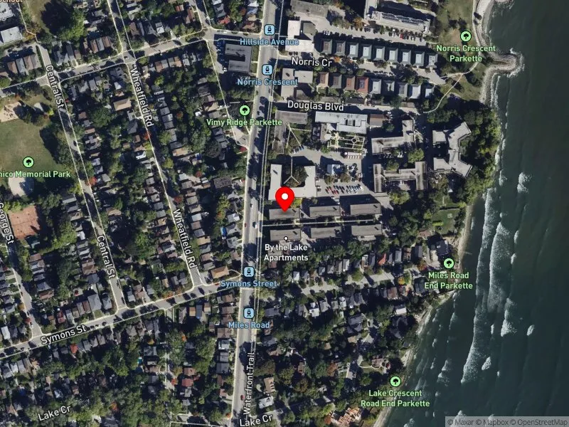 RentSafeTO apartment evaluation satellite view of 2545 LAKE SHORE BLVD W in Etobicoke-Lakeshore, Toronto