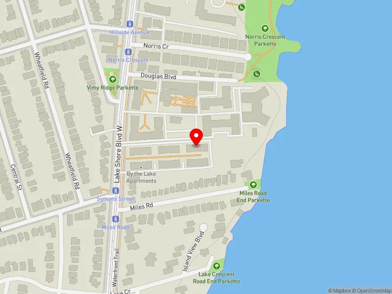 RentSafeTO apartment evaluation map view of 2549 LAKE SHORE BLVD W in Etobicoke-Lakeshore, Toronto