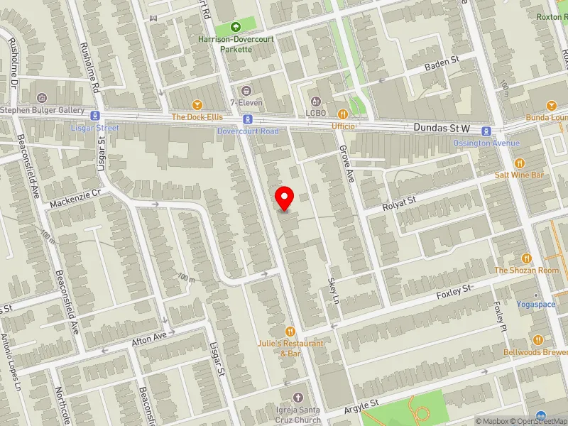 RentSafeTO apartment evaluation map view of 255 DOVERCOURT RD in Spadina-Fort York, Toronto